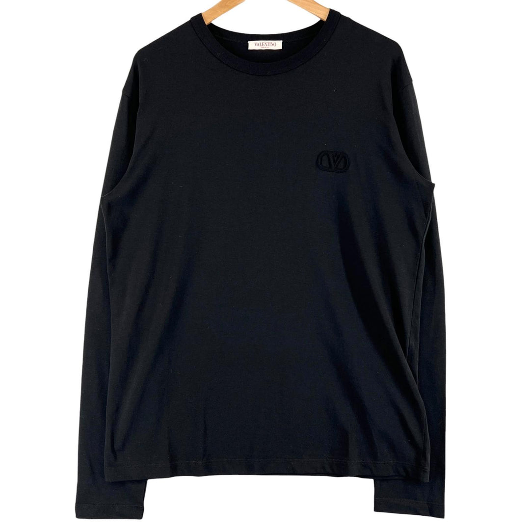 Great VALENTINO Long-sleeved T-shirt crew neck long black cotton mens M
