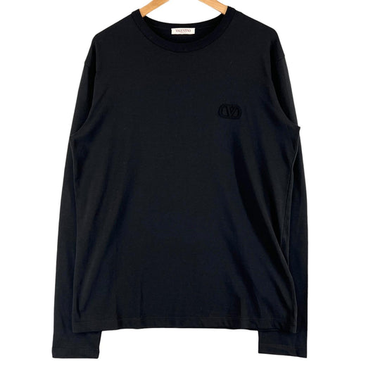 Great VALENTINO Long-sleeved T-shirt crew neck long black cotton mens M