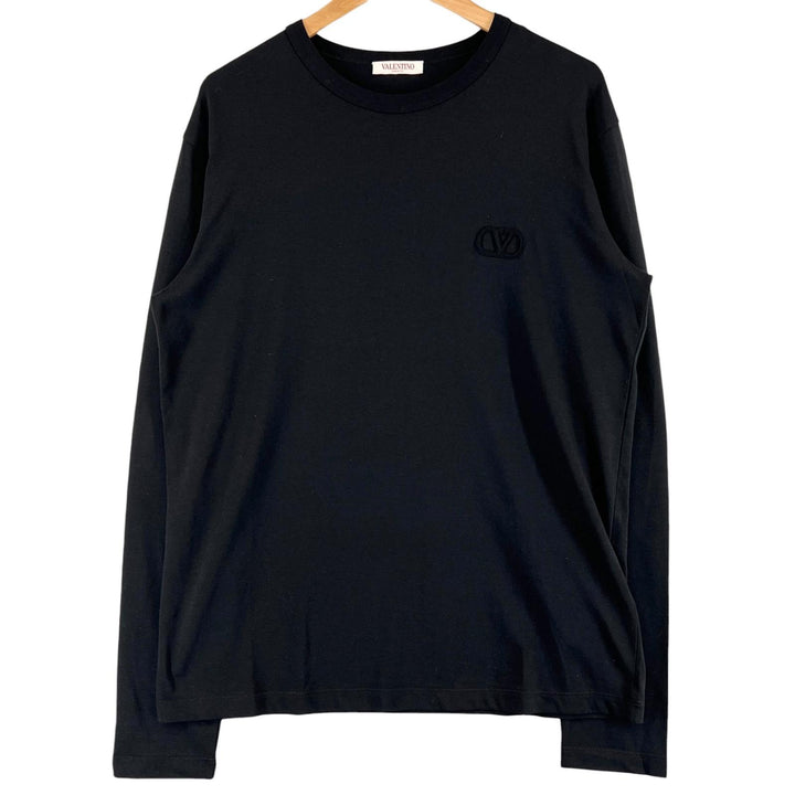 Great VALENTINO Long-sleeved T-shirt crew neck long black cotton mens M