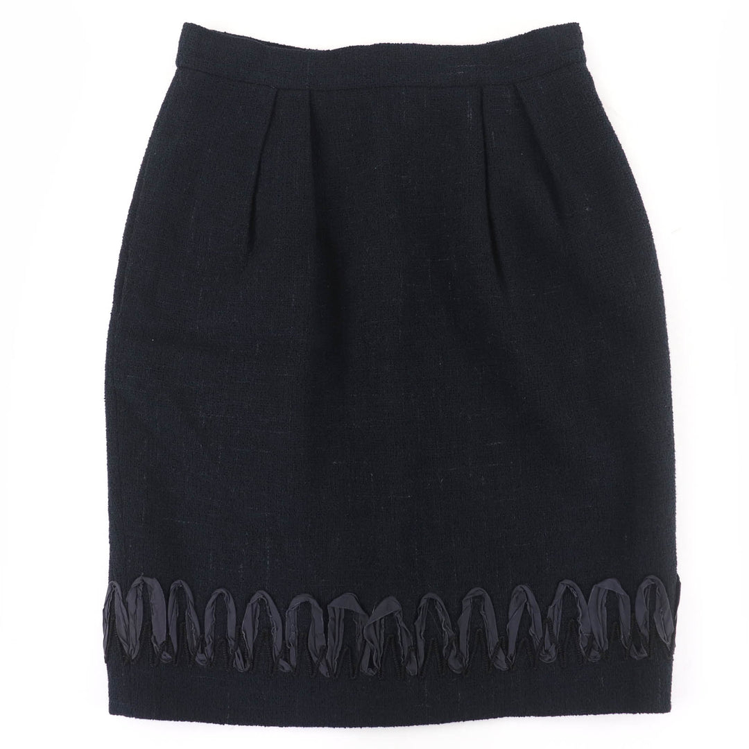 Great CHANEL Tight Skirt COCO Button Hem Design black Women 40 09P P34946V22979