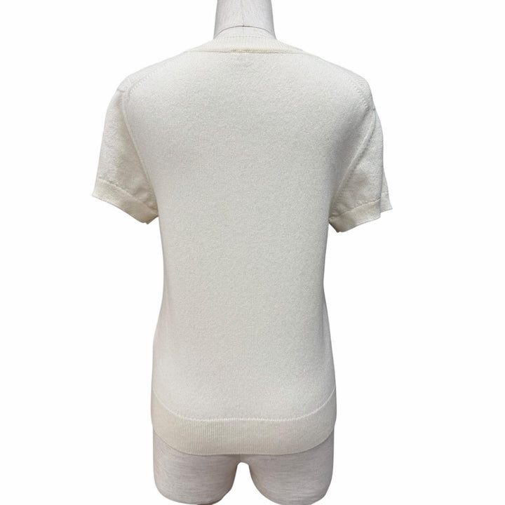Great HERMES Short sleeve knit Crew neck with metal logo cashmere 38 4E2600D1
