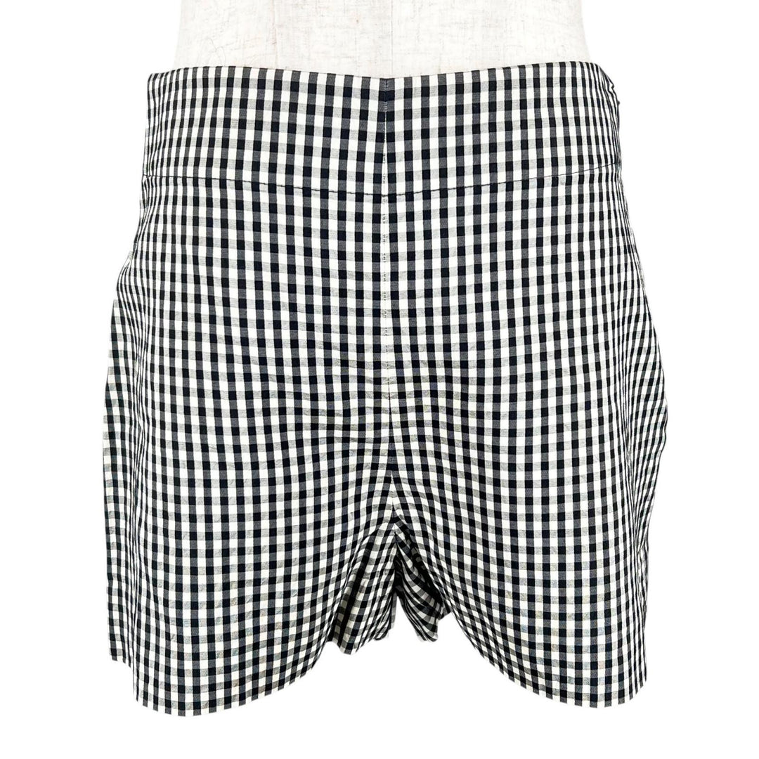 Excellent Christian Dior Pants Gingham check shorts black silk Women 38