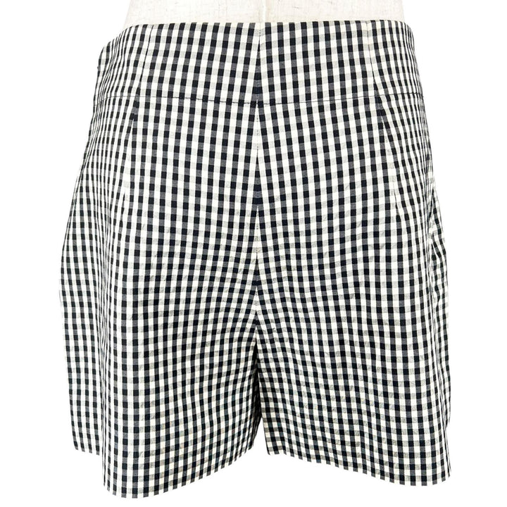 Excellent Christian Dior Pants Gingham check shorts black silk Women 38