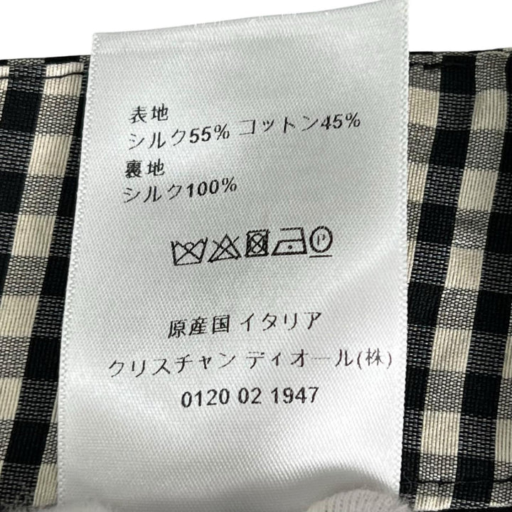 Excellent Christian Dior Pants Gingham check shorts black silk Women 38