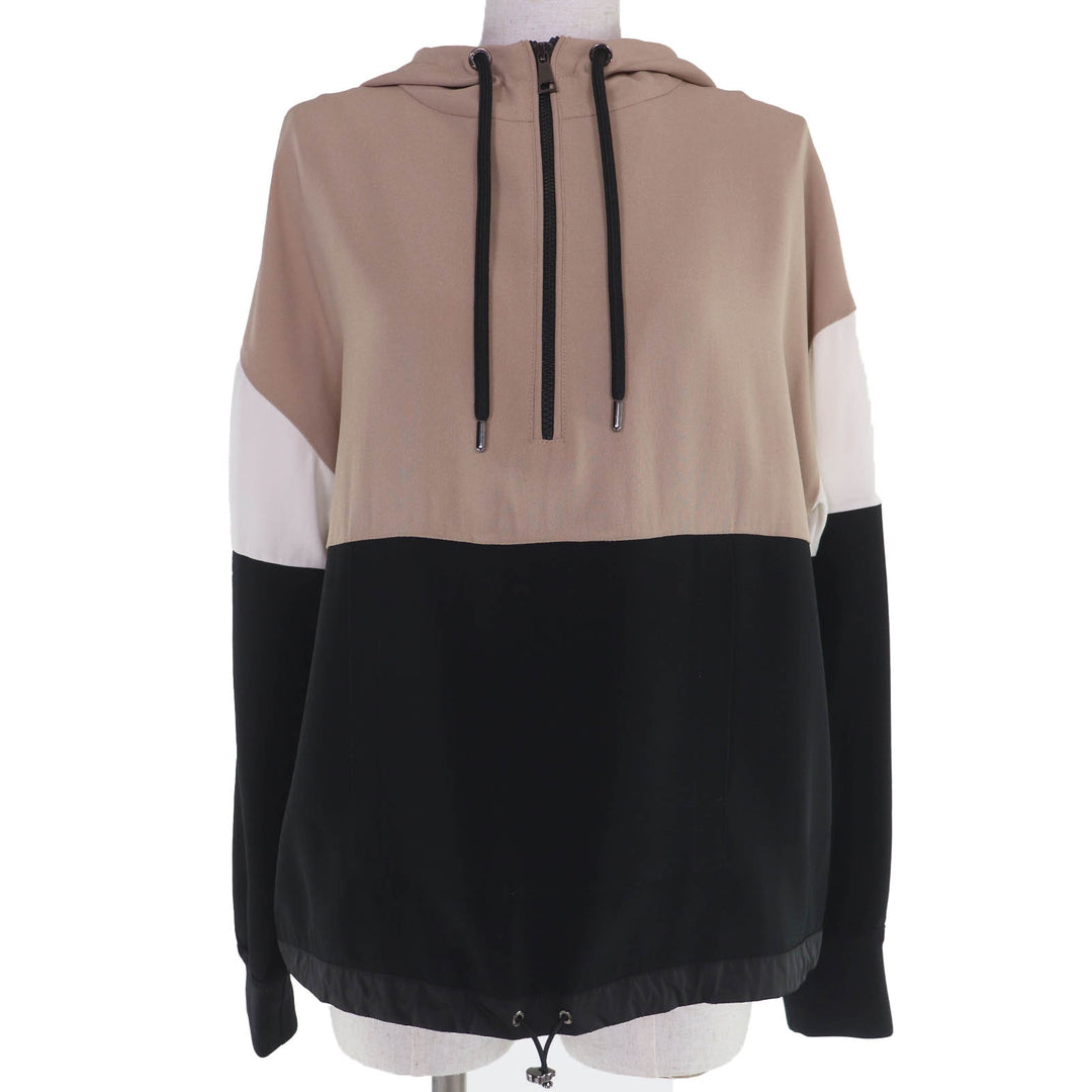 Excellent MONCLER hoodie CAMICIA Logo patch and hood beige acetate Women 38