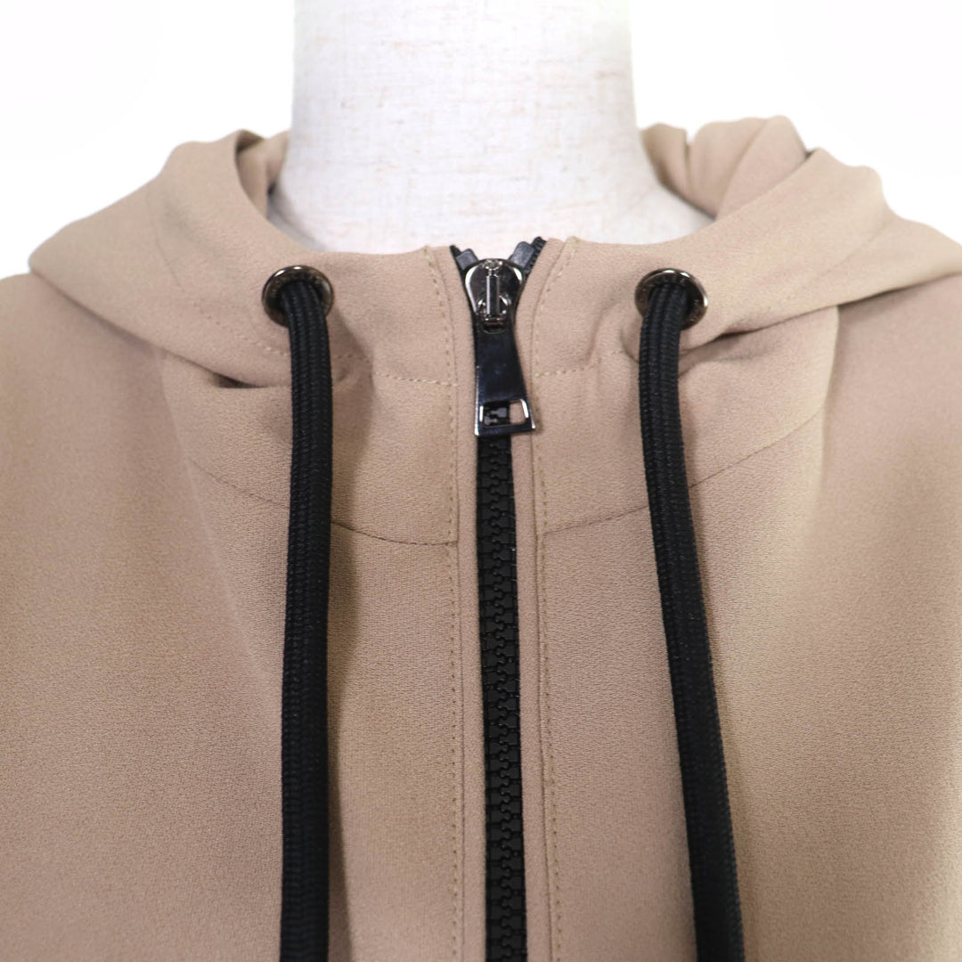 Excellent MONCLER hoodie CAMICIA Logo patch and hood beige acetate Women 38