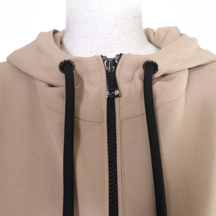 Excellent MONCLER hoodie CAMICIA Logo patch and hood beige acetate Women 38