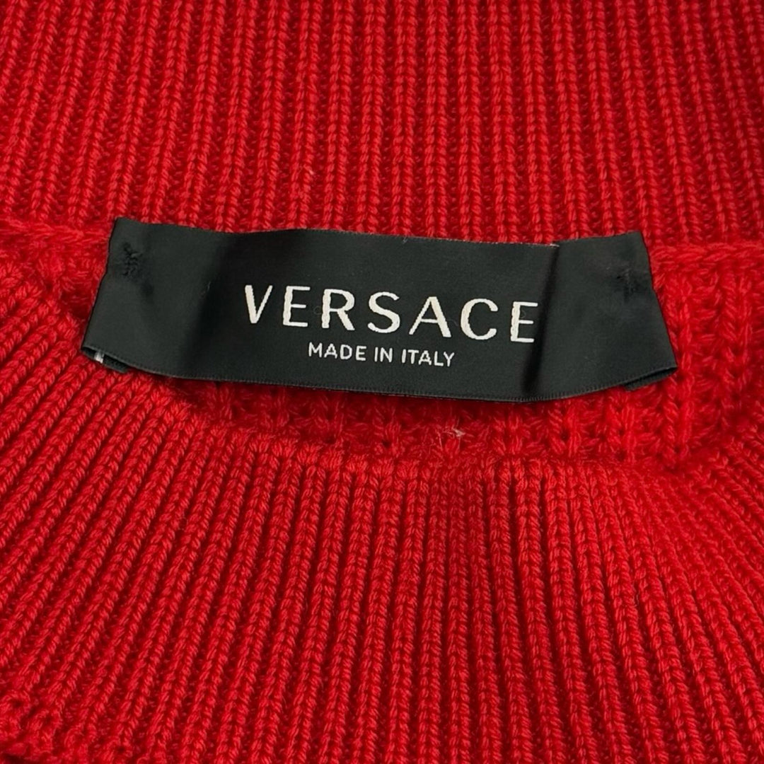 Excellent VERSACE sweater Pullover knit Red wool mens 46 1002167