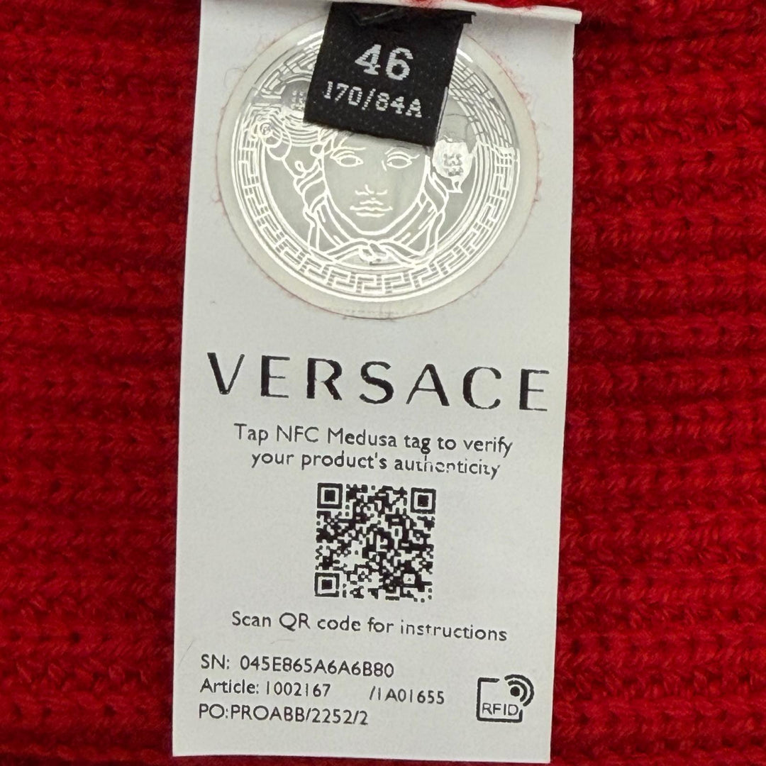 Excellent VERSACE sweater Pullover knit Red wool mens 46 1002167