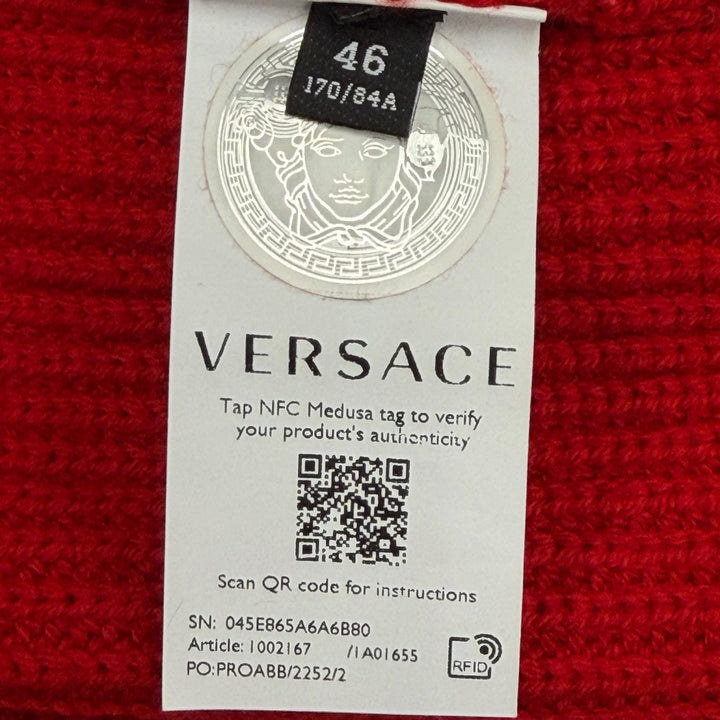 Excellent VERSACE sweater Pullover knit Red wool mens 46 1002167