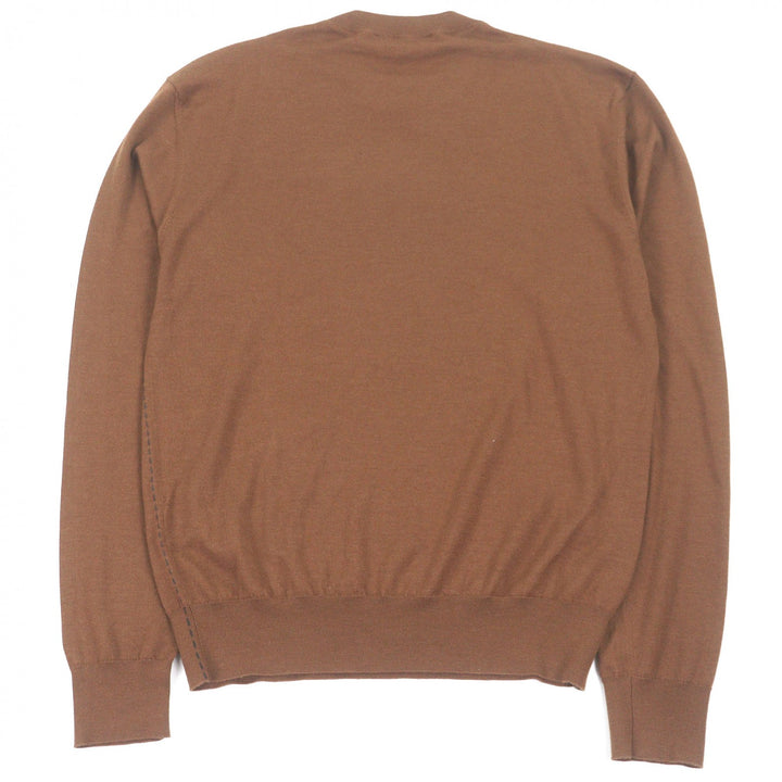 Excellent HERMES sweater Lightweight long sleeve knit Brown cashmere mens S