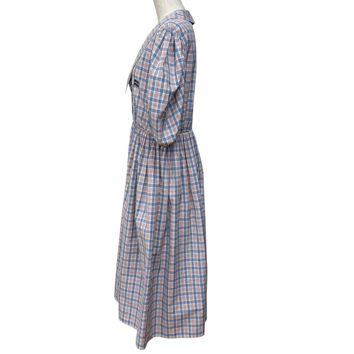 Great MIUMIU one piece Logo embroidered check pattern cotton 38 MF4381