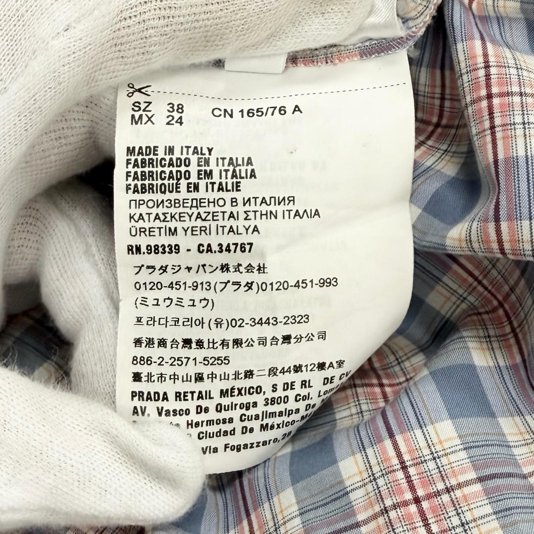 Great MIUMIU one piece Logo embroidered check pattern cotton 38 MF4381