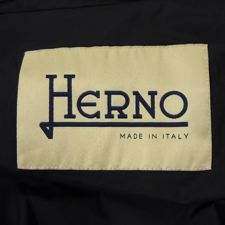 Great Herno down coat Hooded, wool-trimmed zip-up jacket black wool 42 PI001539D