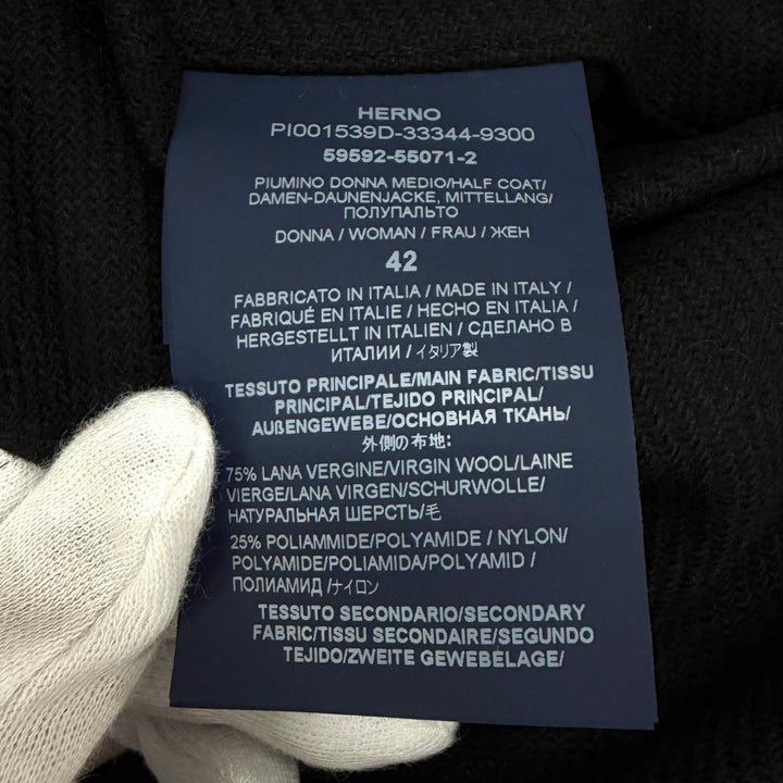 Great Herno down coat Hooded, wool-trimmed zip-up jacket black wool 42 PI001539D