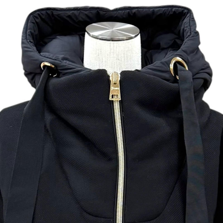 Great Herno down coat Hooded, wool-trimmed zip-up jacket black wool 42 PI001539D