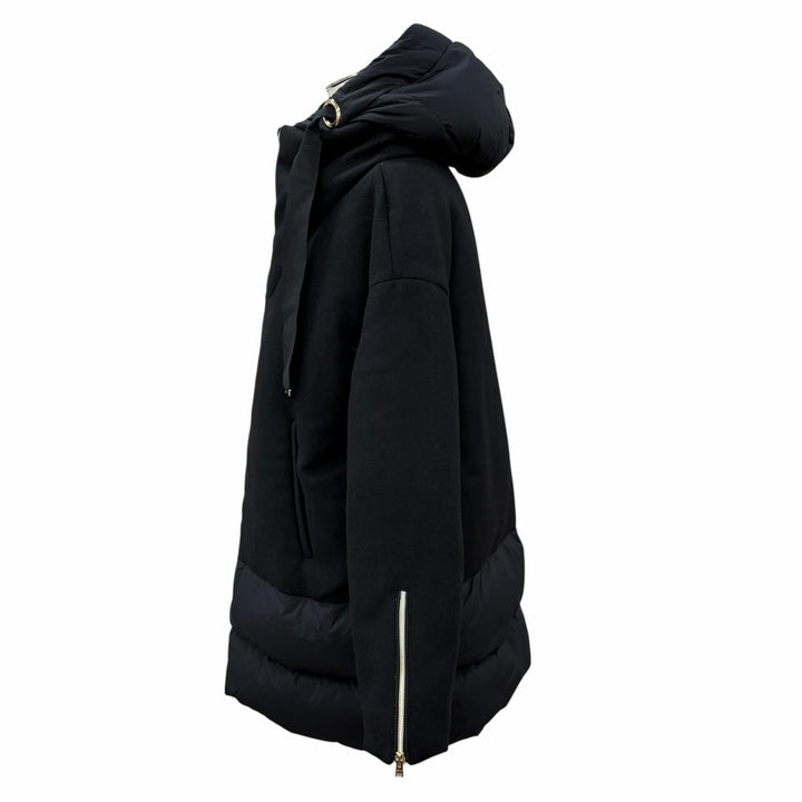 Great Herno down coat Hooded, wool-trimmed zip-up jacket black wool 42 PI001539D