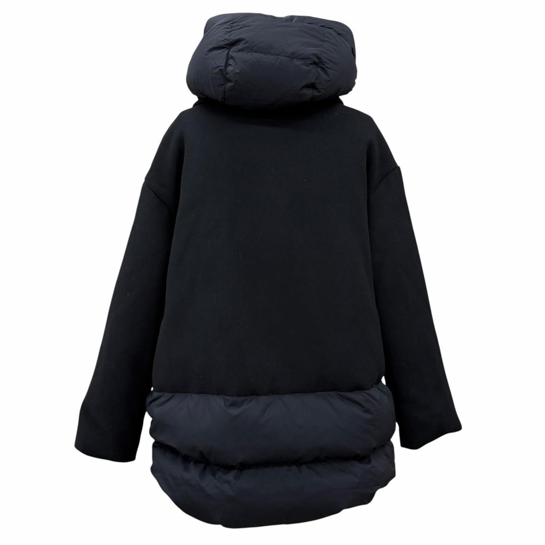 Great Herno down coat Hooded, wool-trimmed zip-up jacket black wool 42 PI001539D