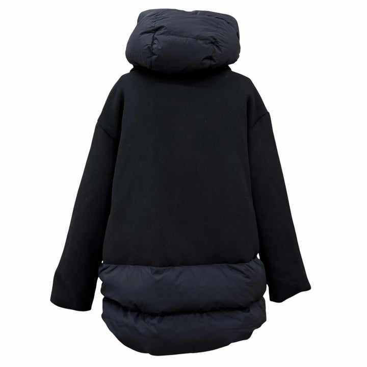 Great Herno down coat Hooded, wool-trimmed zip-up jacket black wool 42 PI001539D