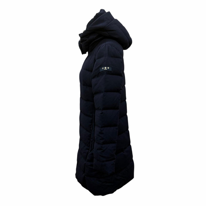 Great TATRAS down coat Hooded ZIP UP Long length Navy wool Women