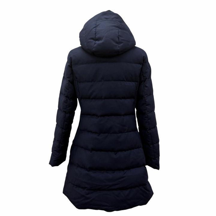 Great TATRAS down coat Hooded ZIP UP Long length Navy wool Women