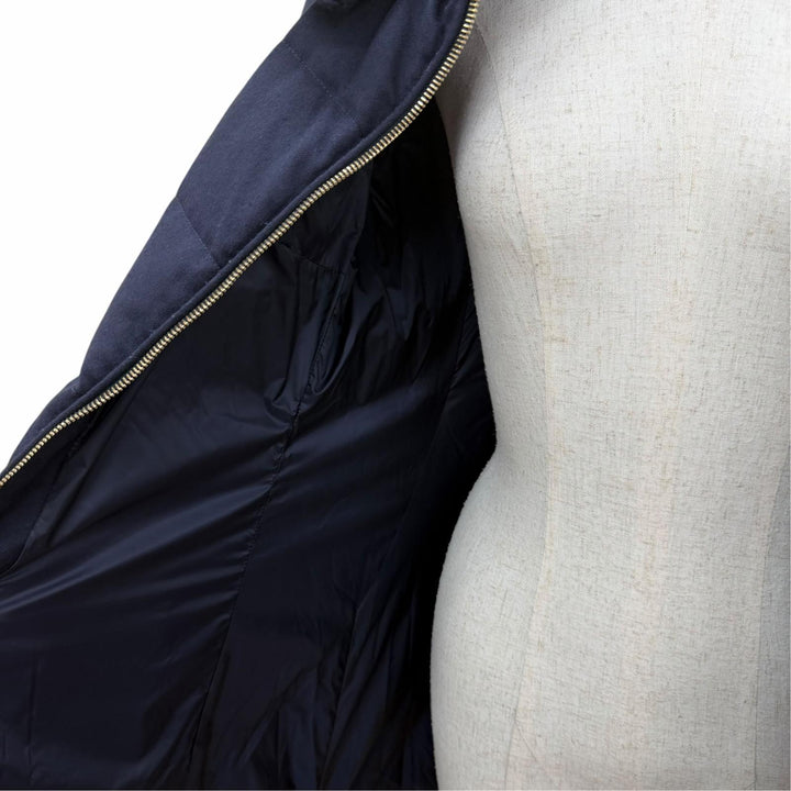 Great TATRAS down coat Hooded ZIP UP Long length Navy wool Women