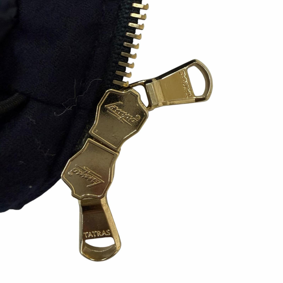 Great TATRAS down coat Hooded ZIP UP Long length Navy wool Women