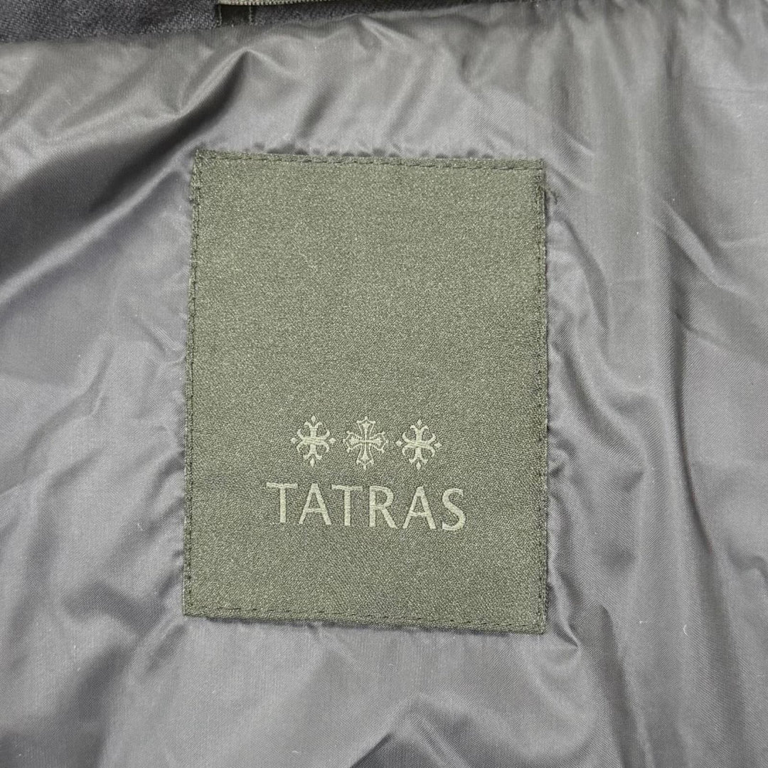 Great TATRAS down coat Hooded ZIP UP Long length Navy wool Women