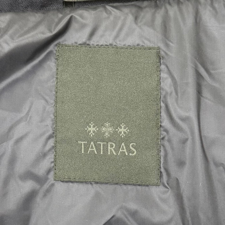 Great TATRAS down coat Hooded ZIP UP Long length Navy wool Women