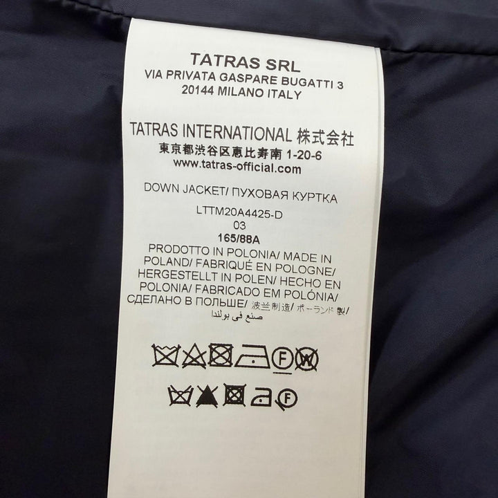 Great TATRAS down coat Hooded ZIP UP Long length Navy wool Women