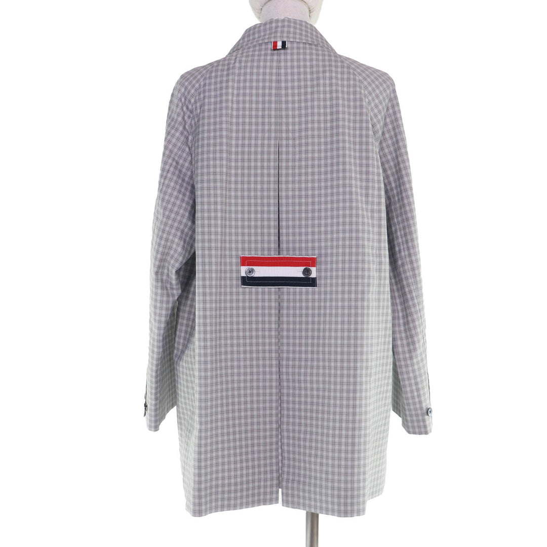 Excellent THOM BROWNE coat Check Pattern gray Women 36 FOC834A-F0495-035