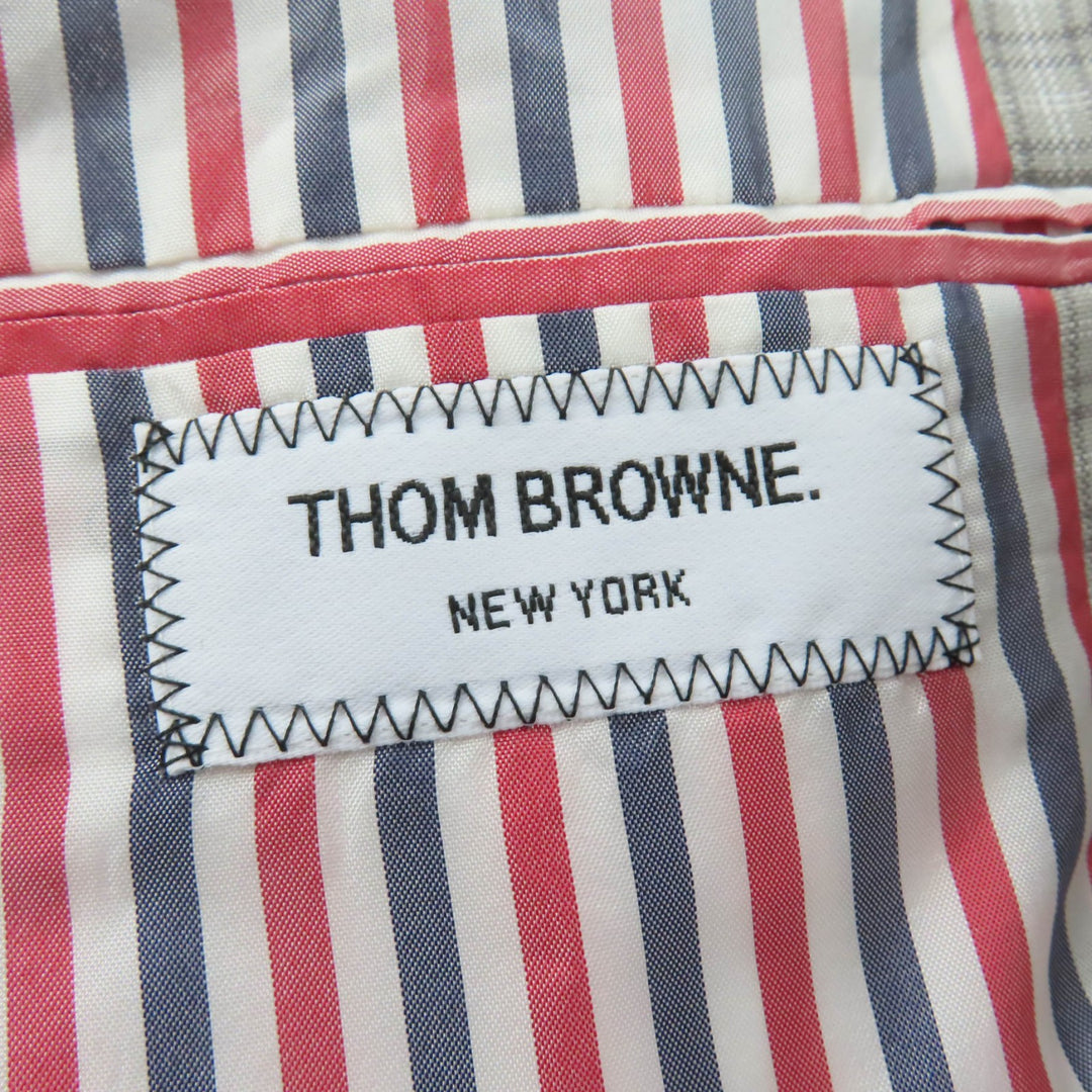 Excellent THOM BROWNE coat Check Pattern gray Women 36 FOC834A-F0495-035