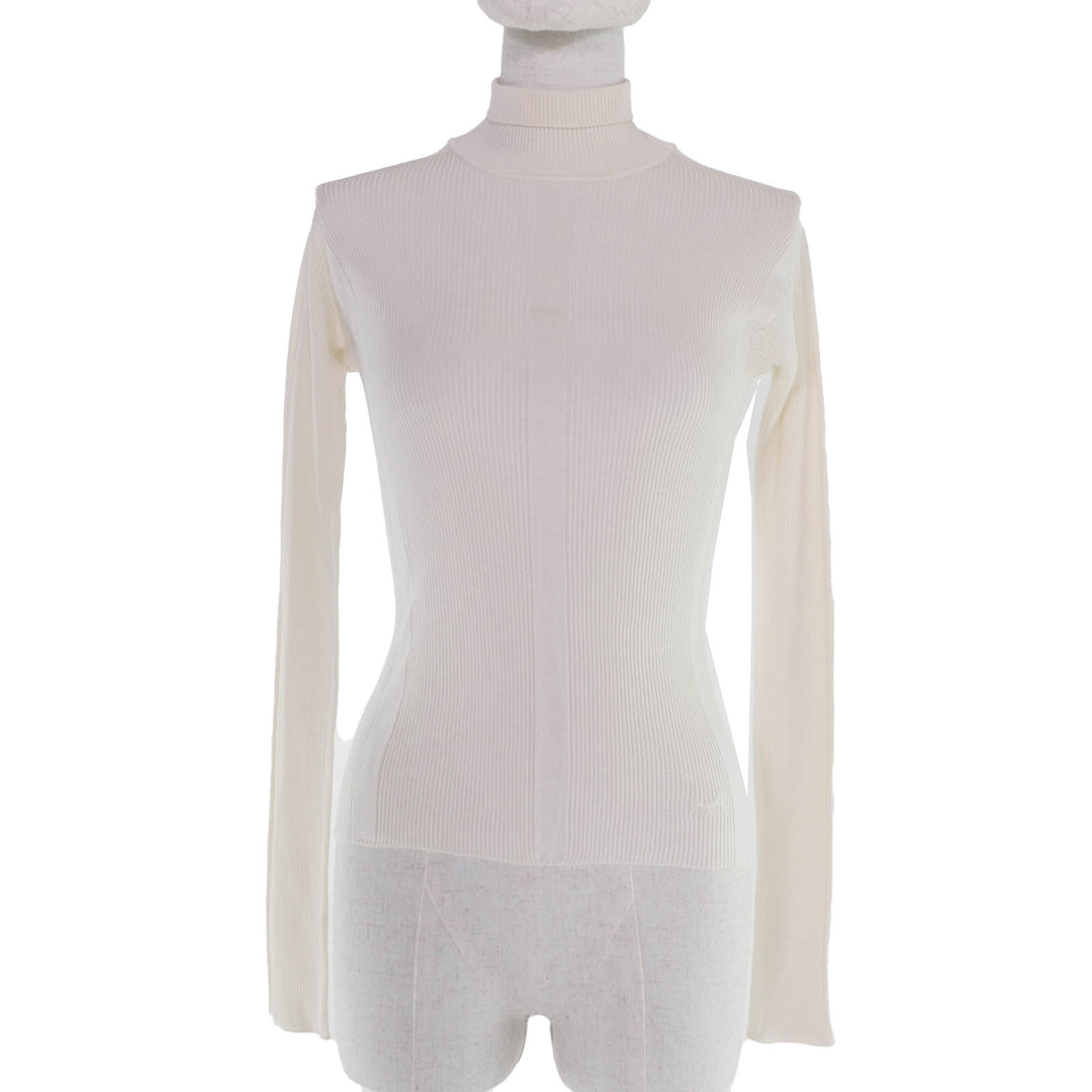 Excellent HERMES knit Caleche Embroidery Turtleneck Long Sleeve silk 36 4H2624D9