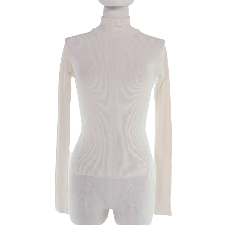 Excellent HERMES knit Caleche Embroidery Turtleneck Long Sleeve silk 36 4H2624D9