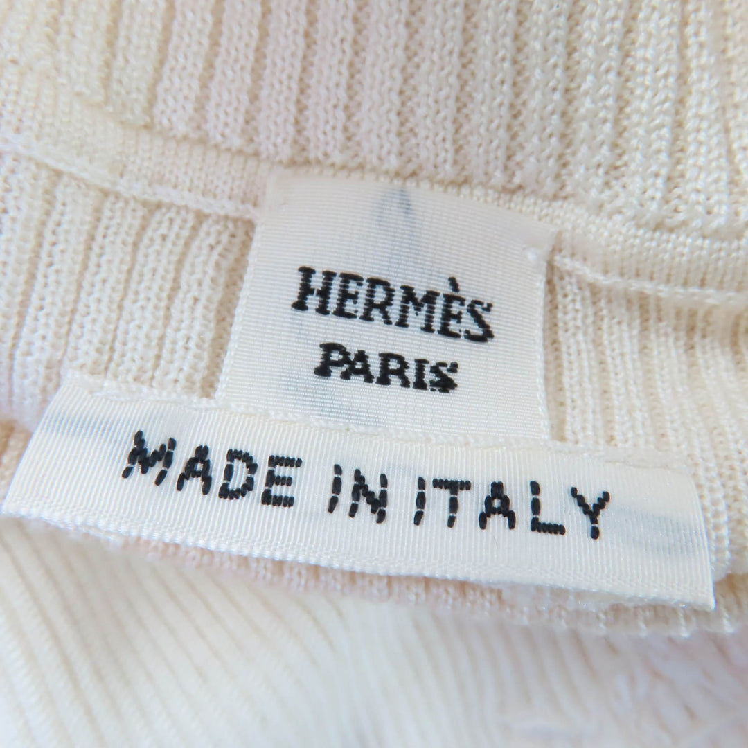 Excellent HERMES knit Caleche Embroidery Turtleneck Long Sleeve silk 36 4H2624D9