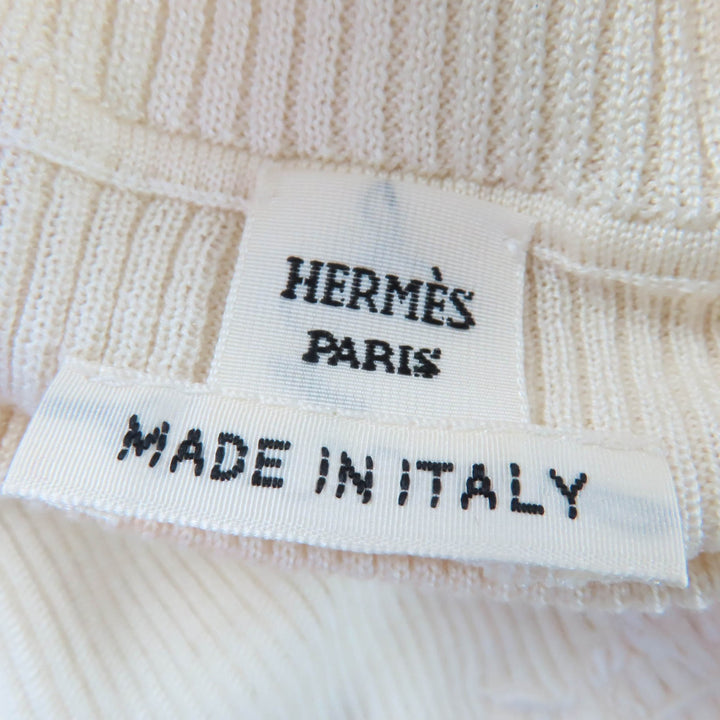 Excellent HERMES knit Caleche Embroidery Turtleneck Long Sleeve silk 36 4H2624D9
