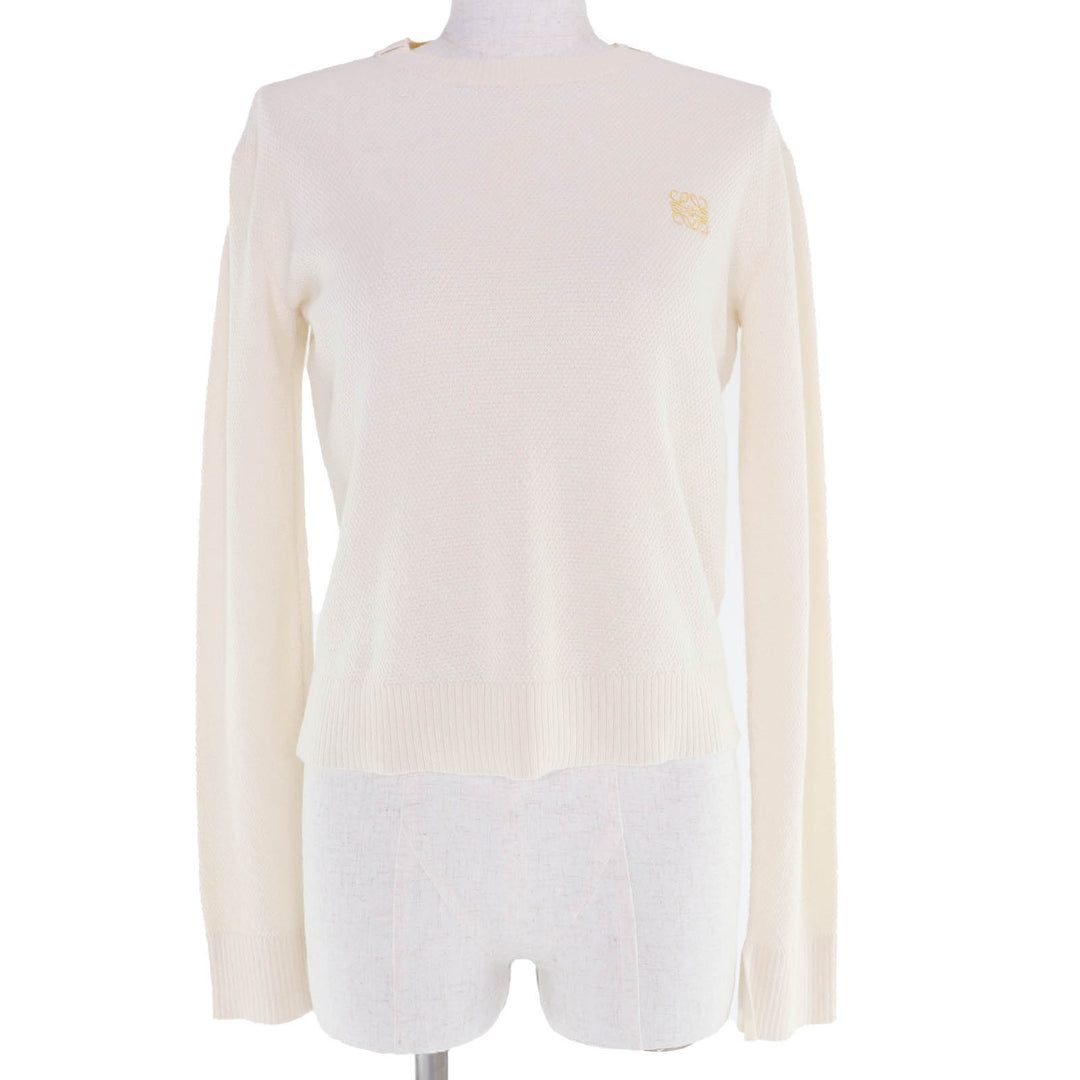 Excellent LOEWE knit Anagram embroidered long-sleeved shirt Ivory XS S359Y14K35