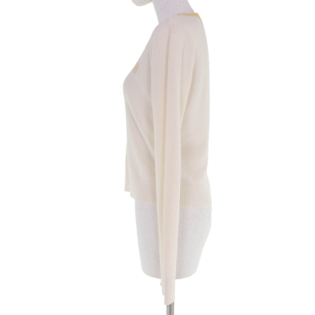Excellent LOEWE knit Anagram embroidered long-sleeved shirt Ivory XS S359Y14K35