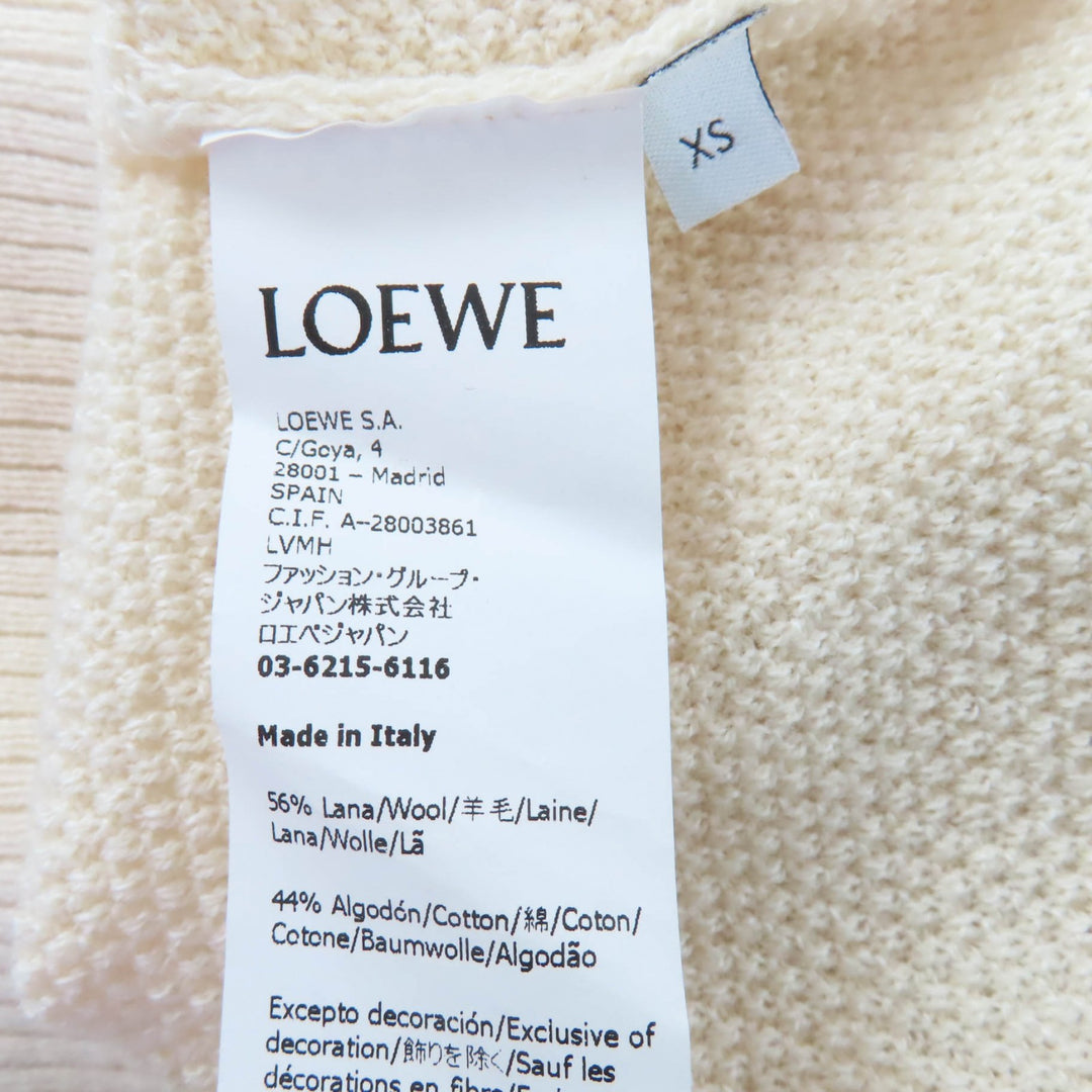 Excellent LOEWE knit Anagram embroidered long-sleeved shirt Ivory XS S359Y14K35