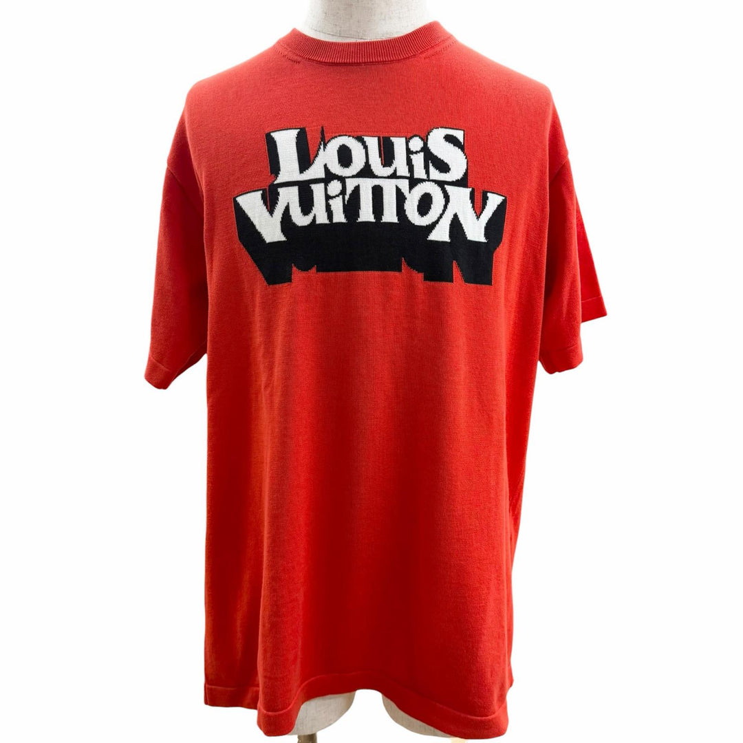 Excellent LOUIS VUITTON Short sleeve knit Logo design crew neck
