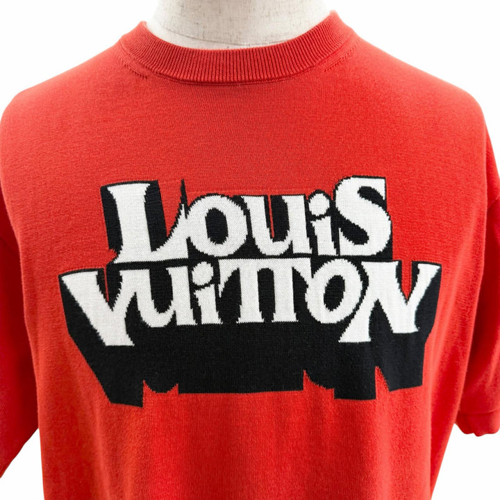 Excellent LOUIS VUITTON Short sleeve knit Logo design crew neck