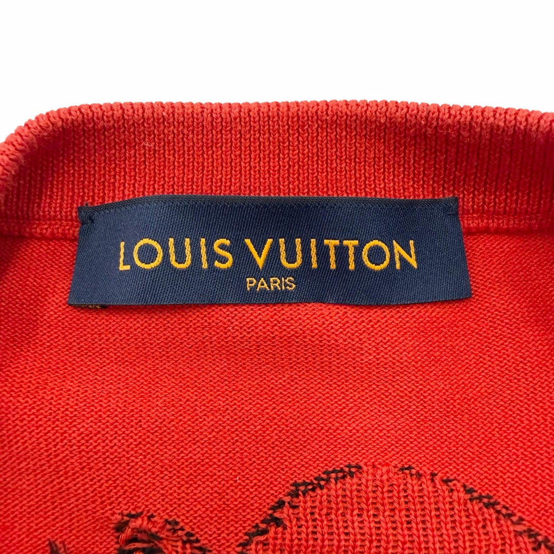 Excellent LOUIS VUITTON Short sleeve knit Logo design crew neck