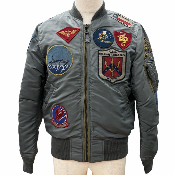 Excellent AVIREX Sukajan TOP GUN MA-1 CUSTOM khaki Nylon mens M 783-3952036
