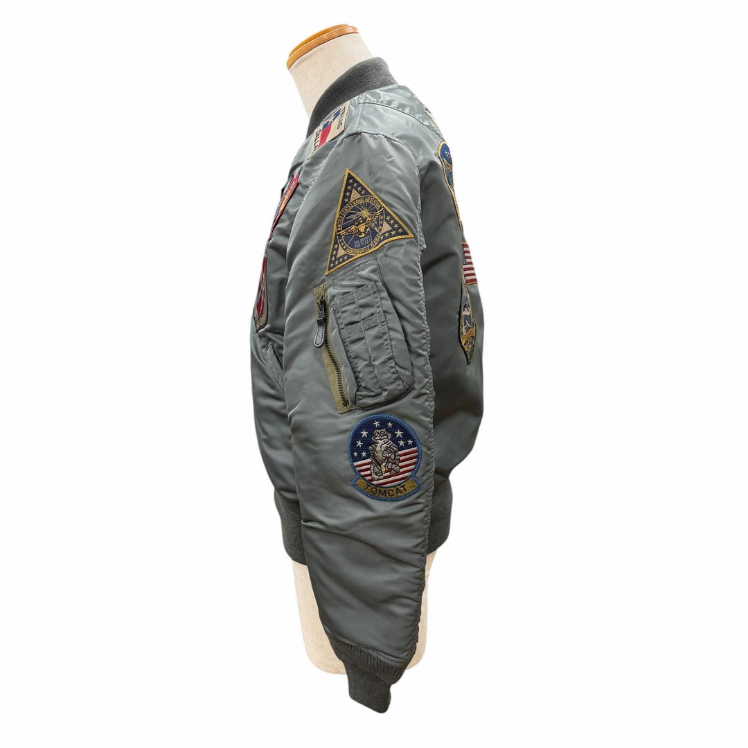 Excellent AVIREX Sukajan TOP GUN MA-1 CUSTOM khaki Nylon mens M 783-3952036