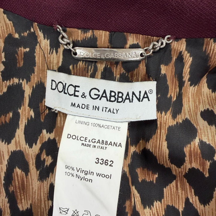 Great DOLCE&GABBANA coat leopard print lining, shorts wine-red Women 38