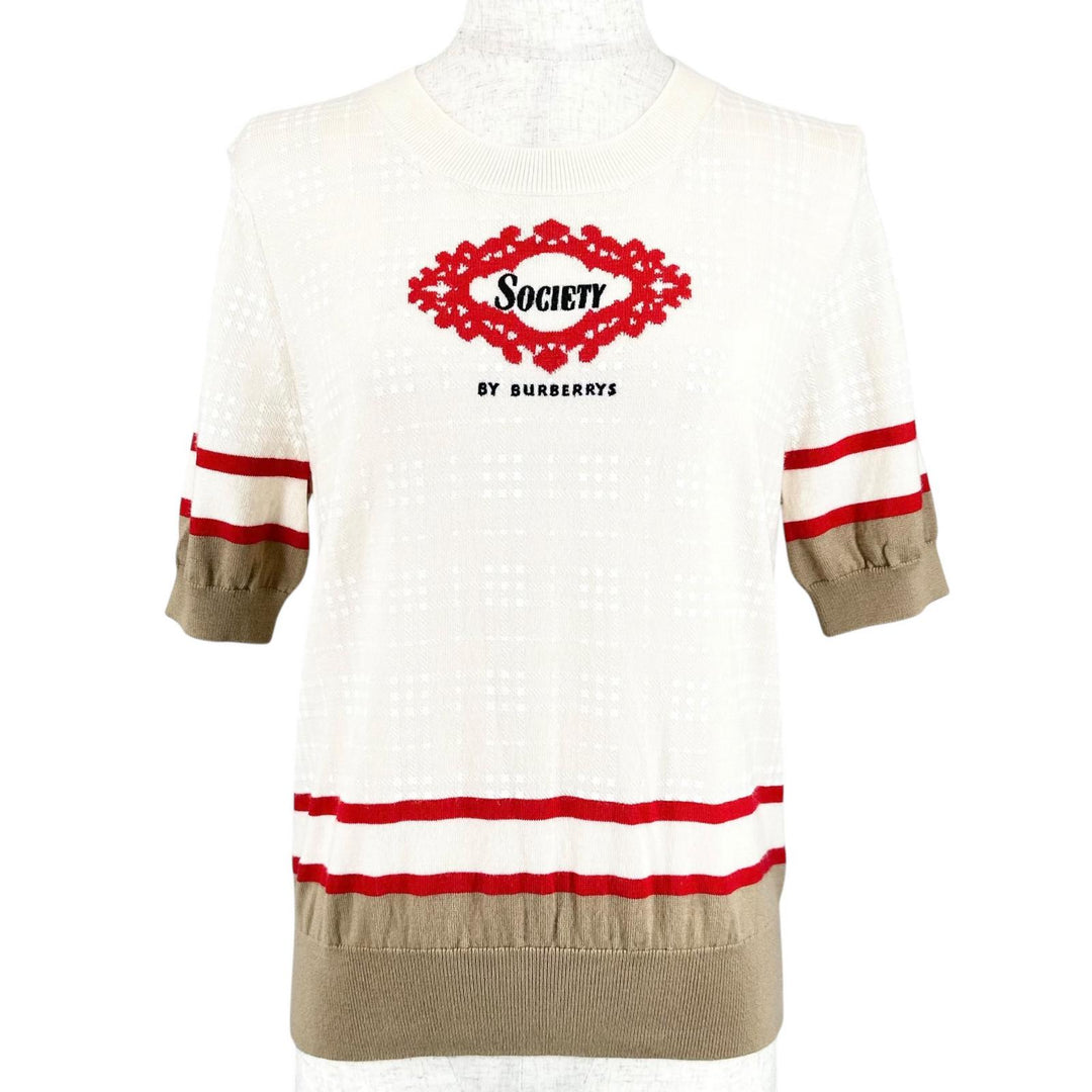 Excellent BURBERRY Short sleeve knit Crew neck wool Women S 8030026