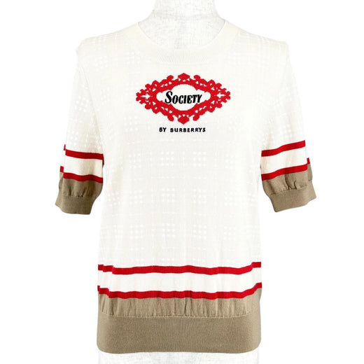 Excellent BURBERRY Short sleeve knit Crew neck wool Women S 8030026