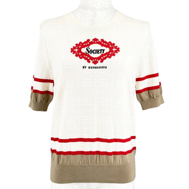 Excellent BURBERRY Short sleeve knit Crew neck wool Women S 8030026