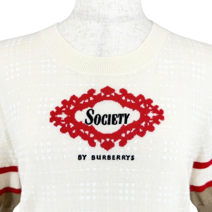 Excellent BURBERRY Short sleeve knit Crew neck wool Women S 8030026