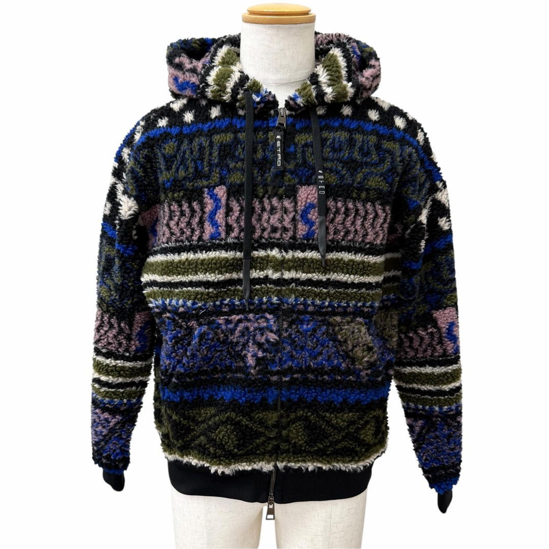 Great ETRO Jacket Hooded Zip-Up Boa multicolor polyester mens IT 44
